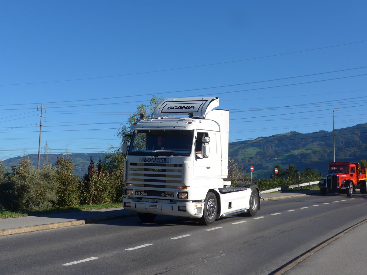 (198'175) - Scania - AG 376'755 - am 13. Oktober 2018 in Bilten, Sch�niserstrasse