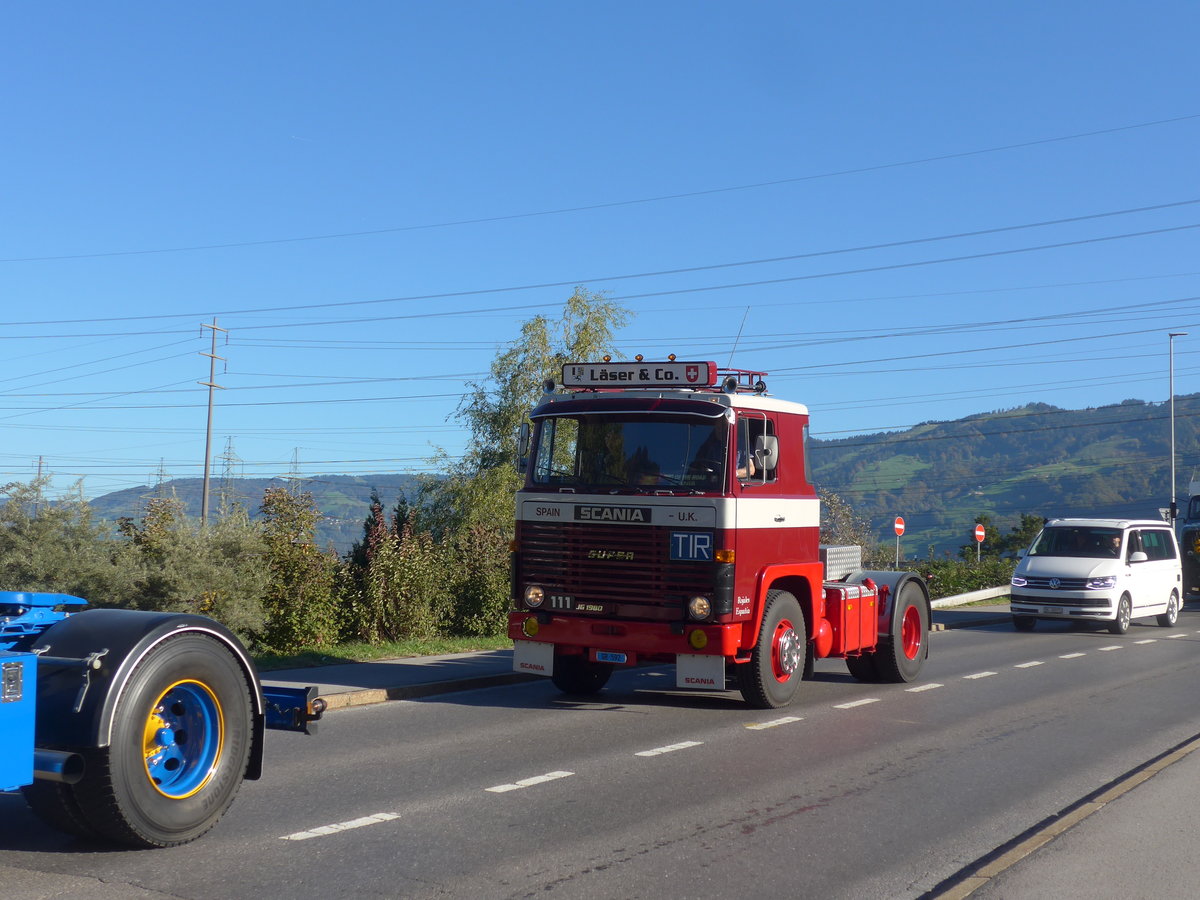 (198'179) - L�ser - GR 592 - Scania am 13. Oktober 2018 in Bilten, Sch�niserstrasse
