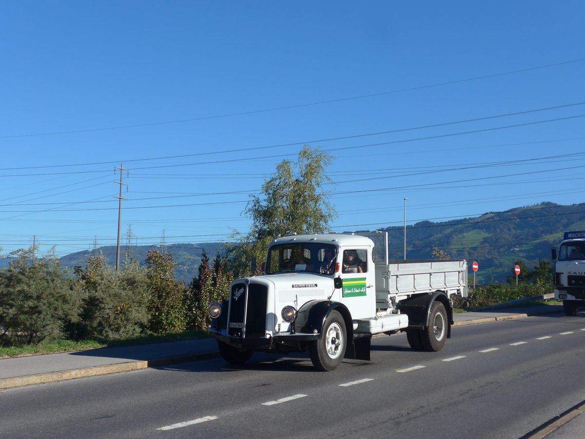(198'183) - Grimm&Schmid, Gr�ningen - ZH 449'869 - Saurer am 13. Oktober 2018 in Bilten, Sch�niserstrasse