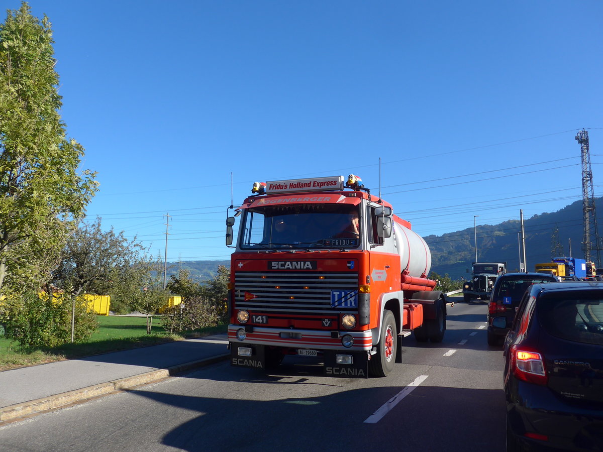 (198'211) - Eggenberger - AG 19'680 - Scania am 13. Oktober 2018 in Bilten, Sch�niserstrasse