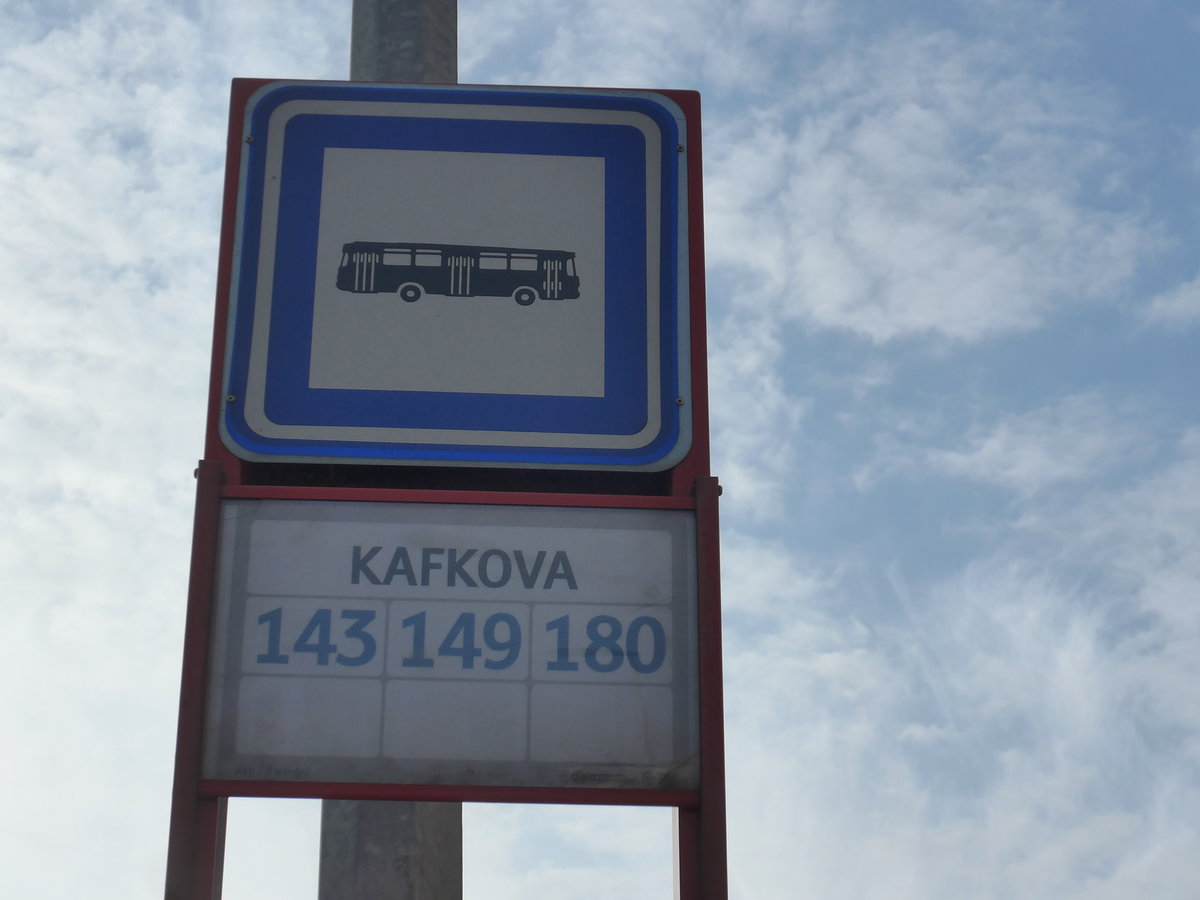 (198'775) - Bus-Haltestelle - Praha, Kafkova - am 20. Oktober 2018