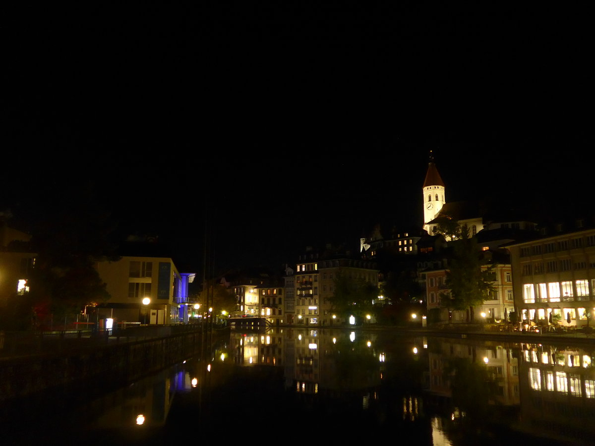 (199'175) - Abend bei der Aareschleuse am 30. Oktober 2018 in Thun