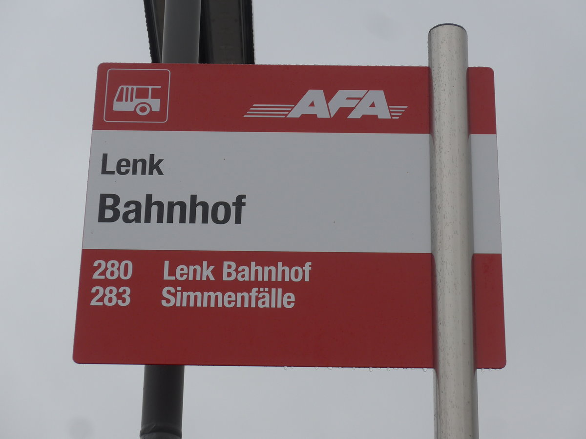 (199'617) - AFA-Haltestelle - Lenk, Bahnhof - am 26. November 2018