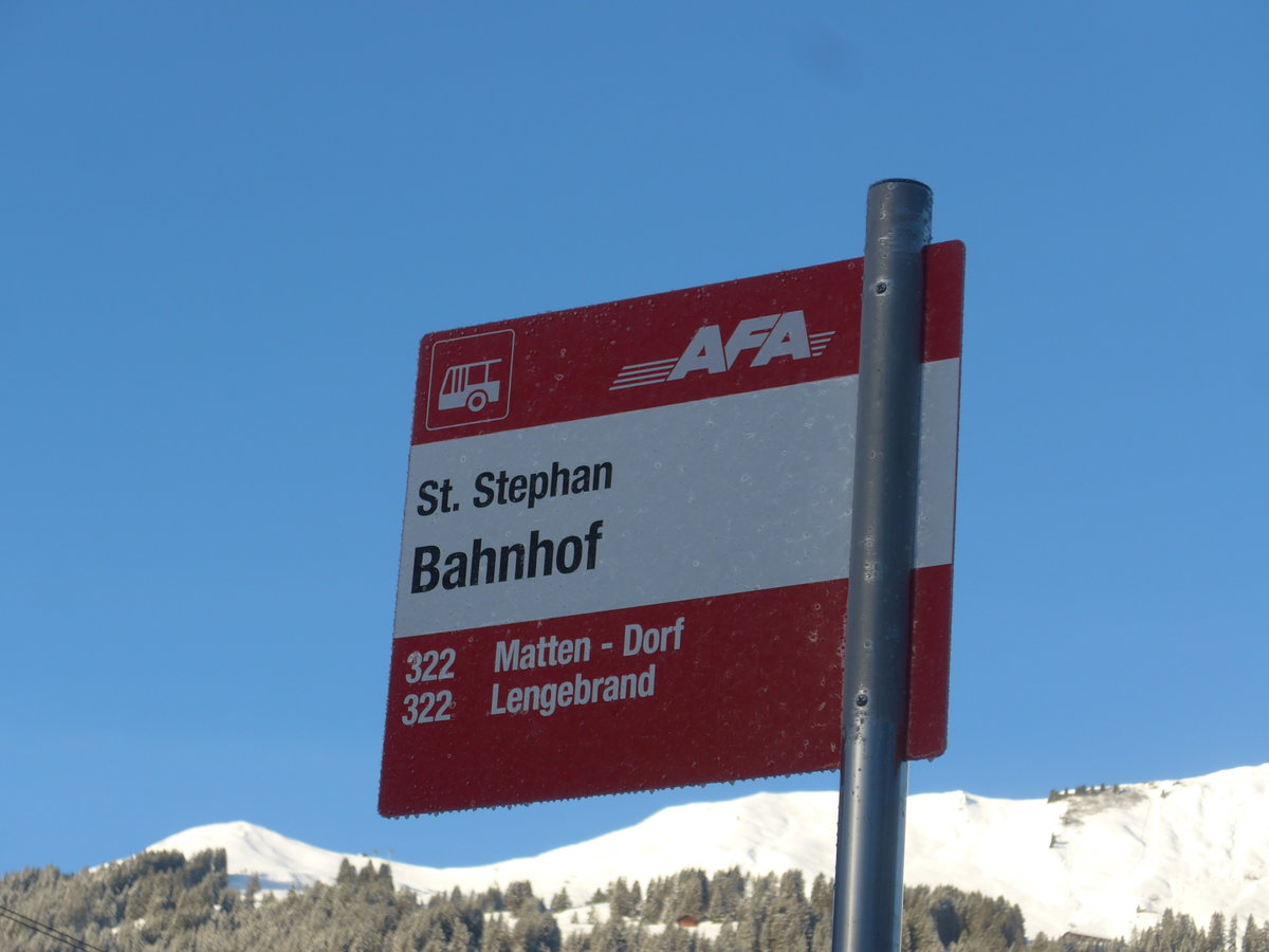 (200'188) - AFA-Haltestelle - St. Stephan, Bahnhof - am 25. Dezember 2018