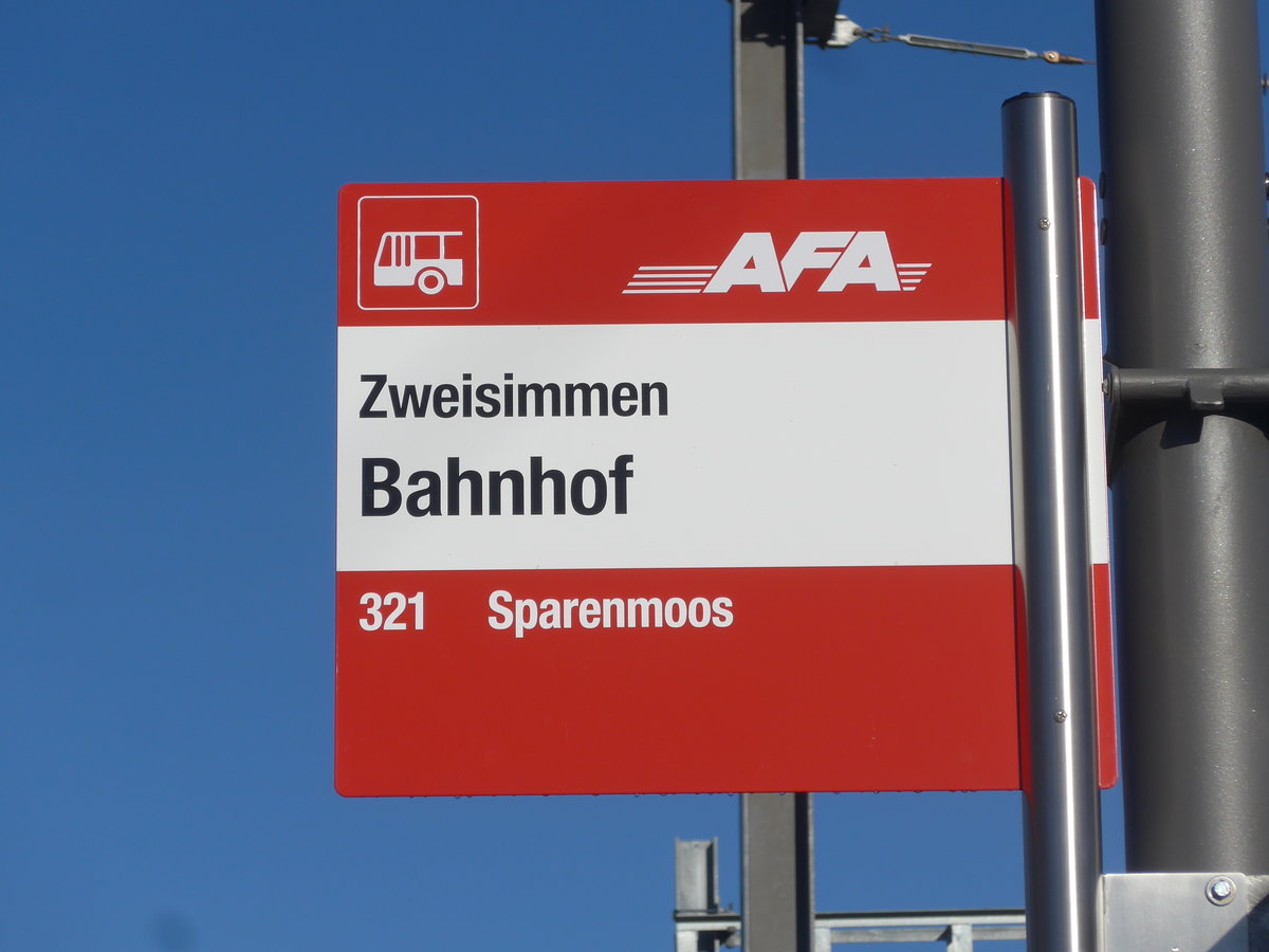 (200'219) - AFA-Haltestelle - Zweisimmen, Bahnhof - am 25. Dezember 2018