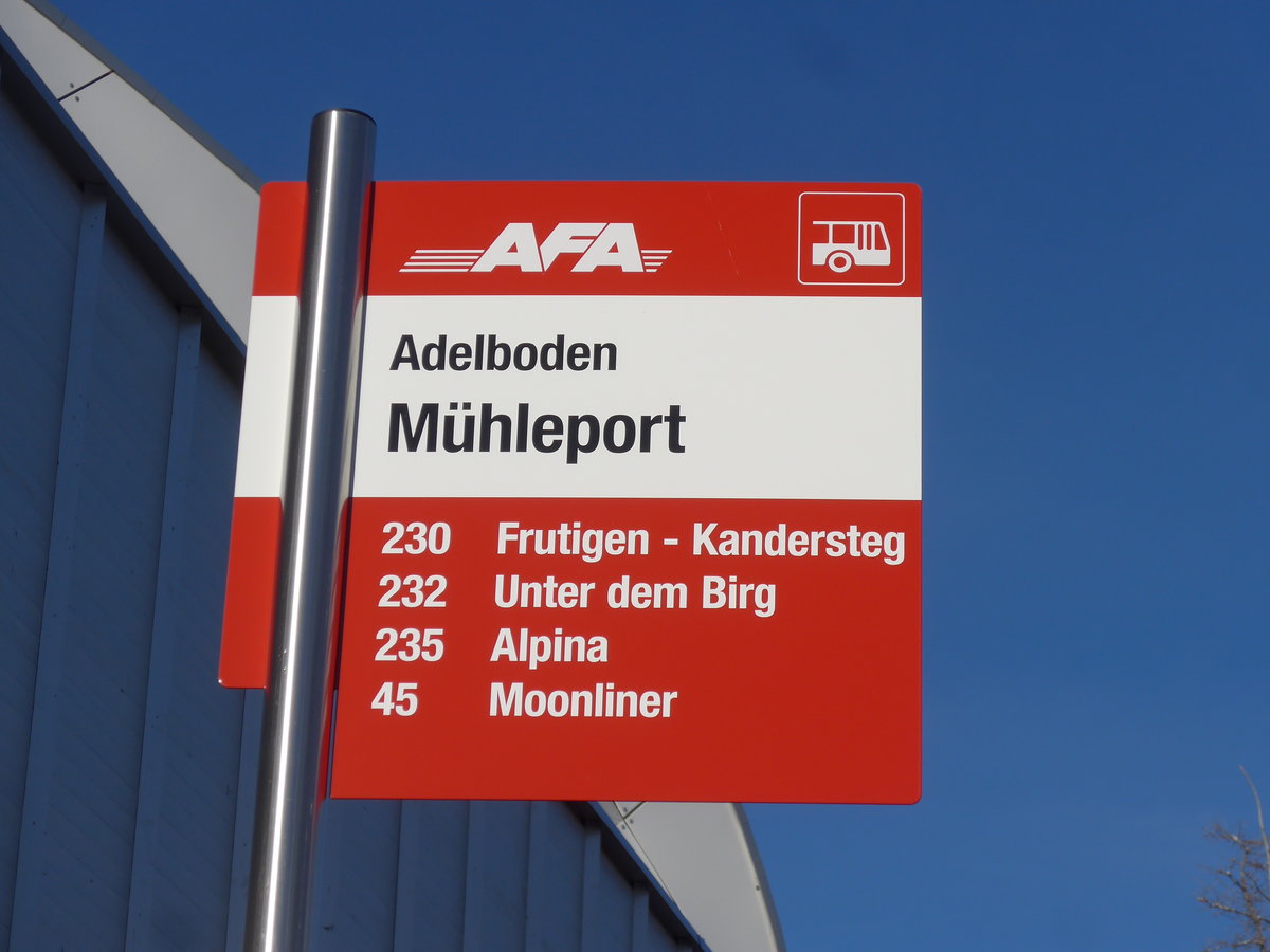 (200'228) - AFA-Haltestelle - Adelboden, M�hleport - am 25. Dezember 2018