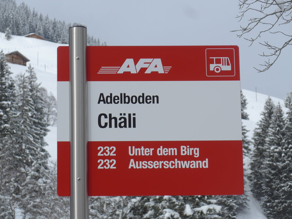 (200'953) - AFA-Haltestelle - Adelboden, Ch�li - am 12. Januar 2019