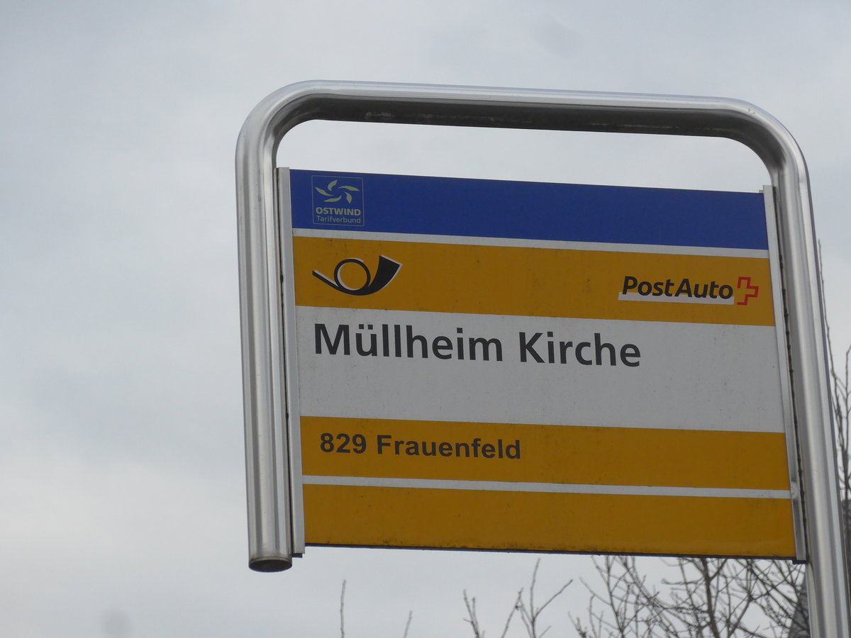 (201'206) - PostAuto-Haltestelle - M�llheim, Kirche - am 17. Januar 2019