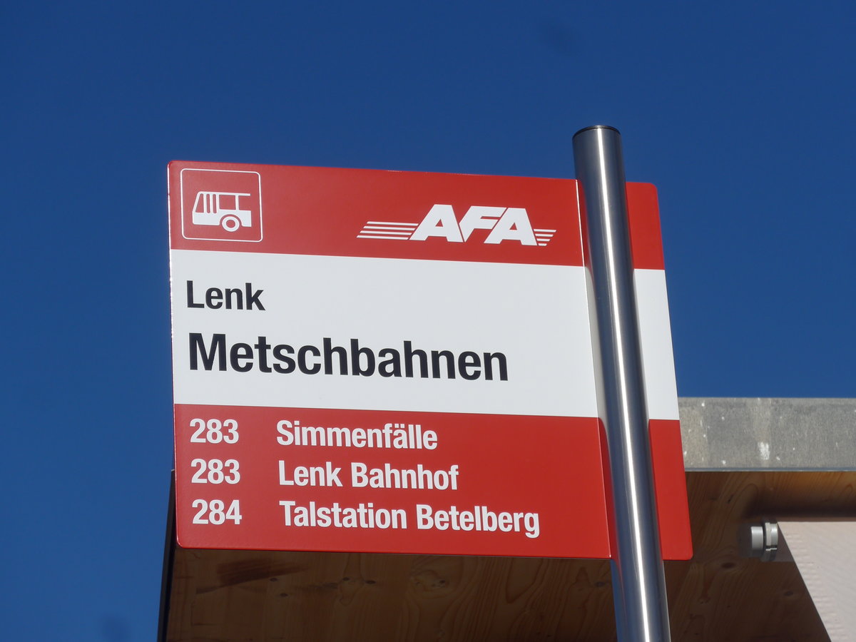 (201'675) - AFA-Haltestelle - Lenk, Metschbahnen - am 17. Februar 2019