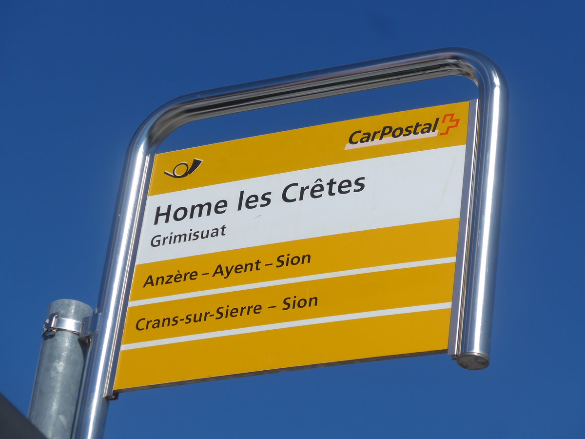 (201'771) - PostAuto-Haltestelle - Grimisuat, Home les Cr�tes - am 24. Februar 2019