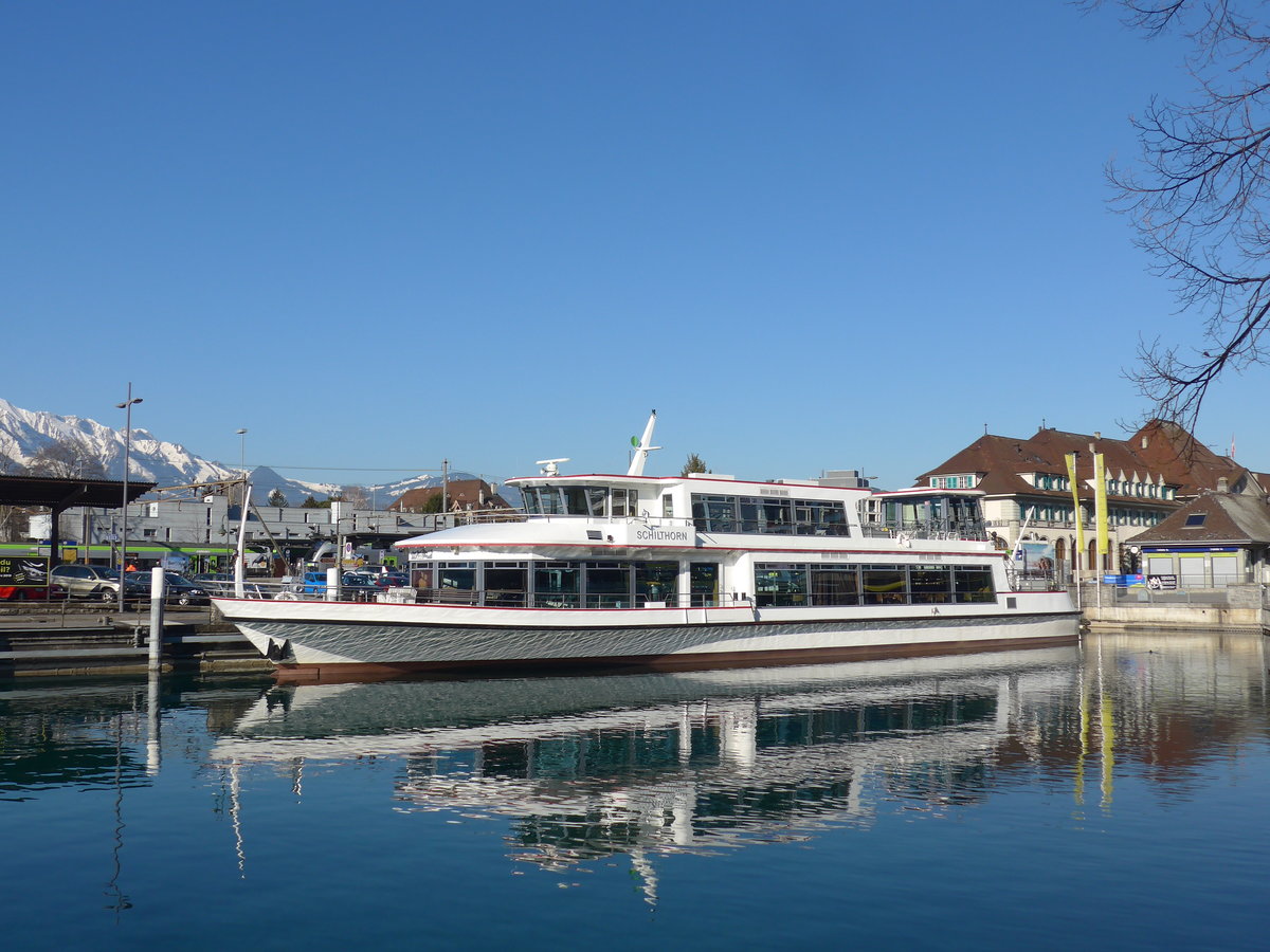 (202'673) - Motorschiff Schilthorn am 21. M�rz 2019 an der Schiffl�ndte Thun