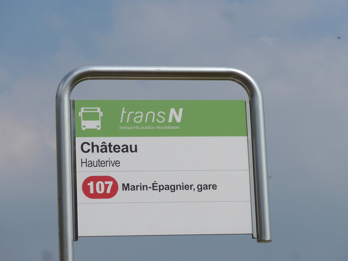 (203'630) - transN-Haltestelle - Hauterive, Ch�teau - am 13. April 2019
