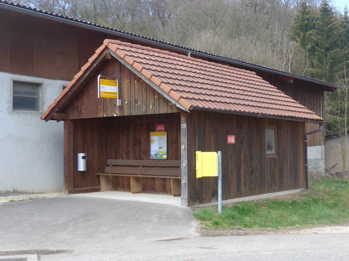 (203'721) - PostAuto-Haltestelle - Poste - am 15. April 2019 in Beurnev�sin