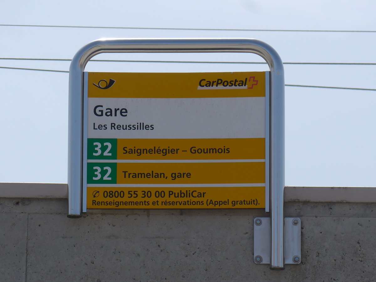 (203'900) - PostAuto-Haltestelle - Les Reussilles, Gare - am 22. April 2019