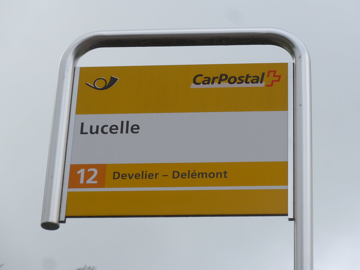 (204'555) - PostAuto-Haltestelle - Lucelle - am 28. April 2019