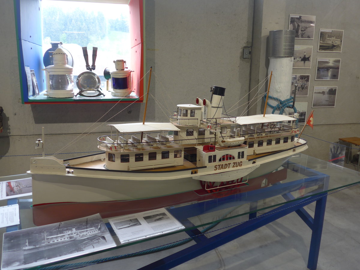 (205'204) - Modell vom Dampfschiff - Stadt Zug - am 18. Mai 2019 in Neuheim, ZDT
