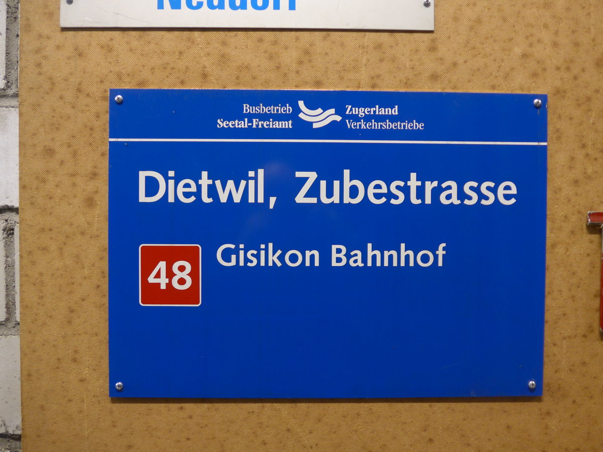 (205'237) - ZVB-Haltestelle - Dietwil, Zubestrasse - am 18. Mai 2019 in Neuheim, ZDT