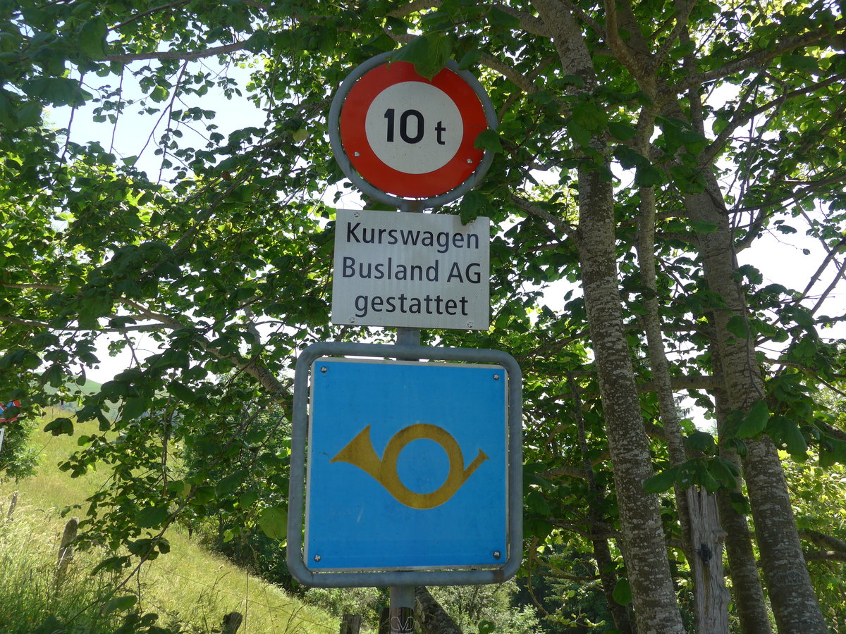 (206'890) - H�chstgewicht + Bergpoststrasse Verkehrsschilder am 30. Juni 2019 auf der L�derenalp