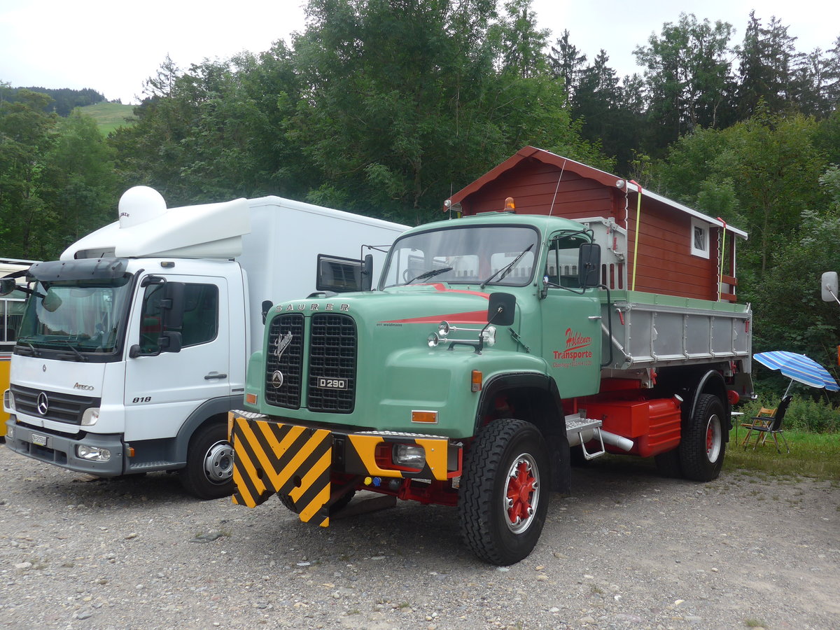 (208'853) - Holdener, Oberiberg - ZH 168'942 - Saurer am 17. August 2019 in Atzm�nnig, Schutt