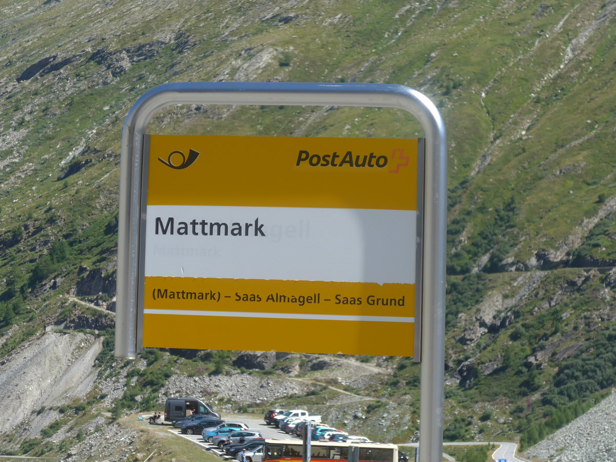 (209'018) - PostAuto-Haltestelle - Mattmark - am 18. August 2019