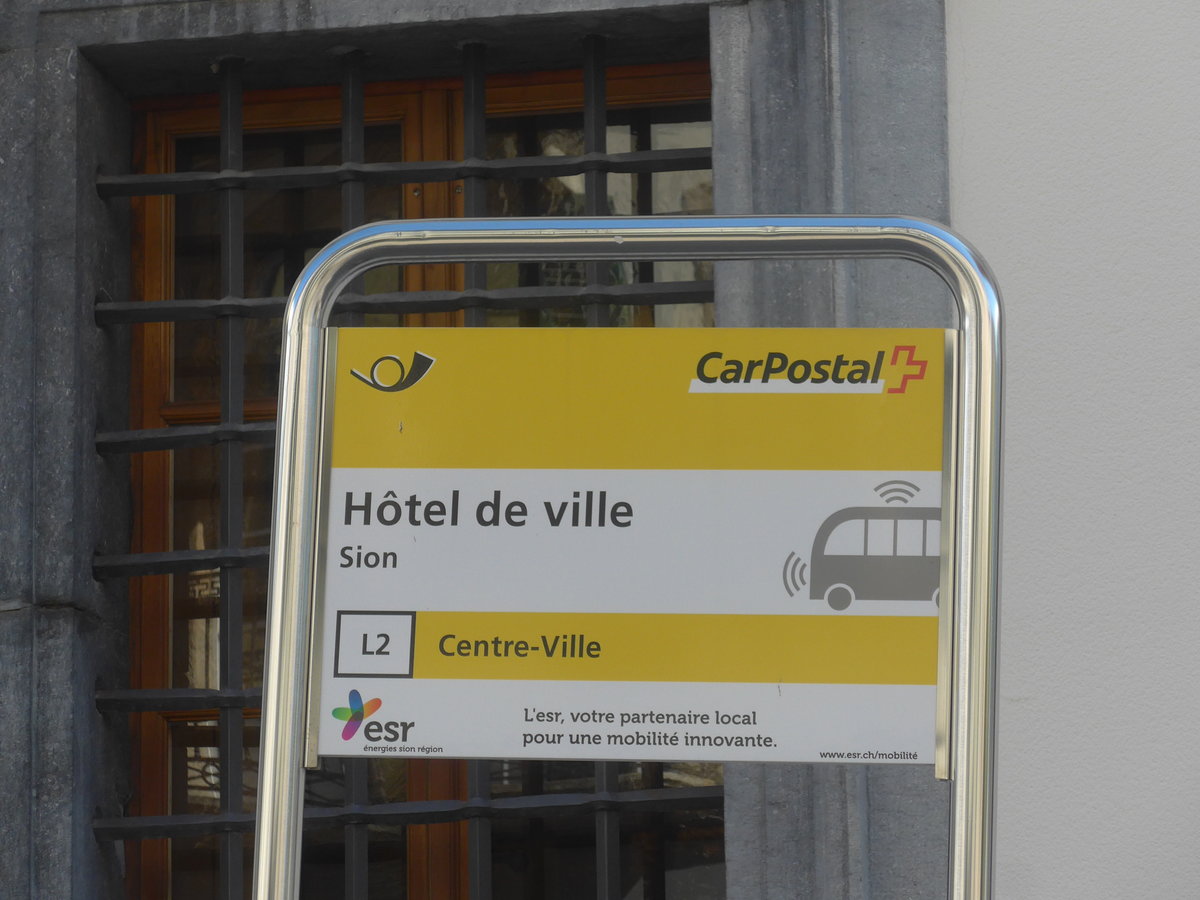 (209'482) - PostAuto-Haltestelle - Sion, H�tel de ville - am 9. September 2019
