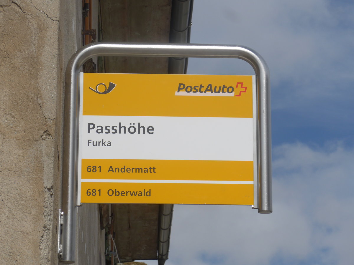 (209'775) - PostAuto-Haltestelle - Furka, Passh�he - am 22. September 2019