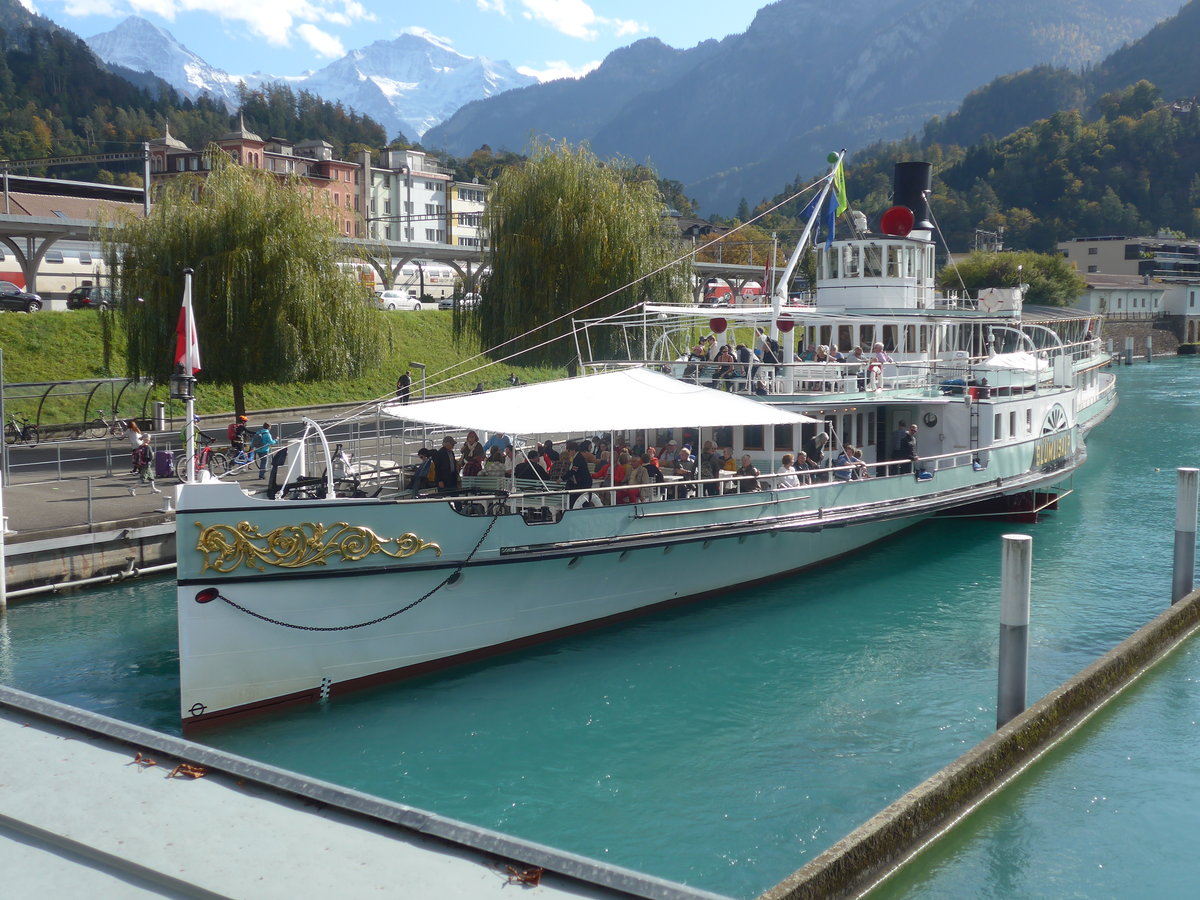 (210'300) - Dampfschiff Bl�mlisalp am 13. Oktober 2019 an der Schiffl�ndte Interlaken West