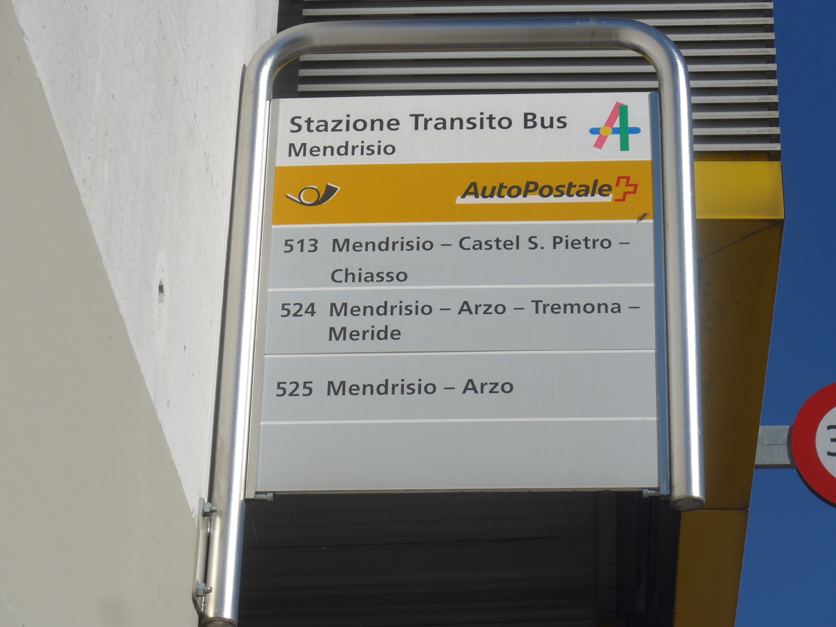 (210'546) - PostAuto-Haltestelle - Mendrisio, Stazione Transito Bus - am 26. Oktober 2019