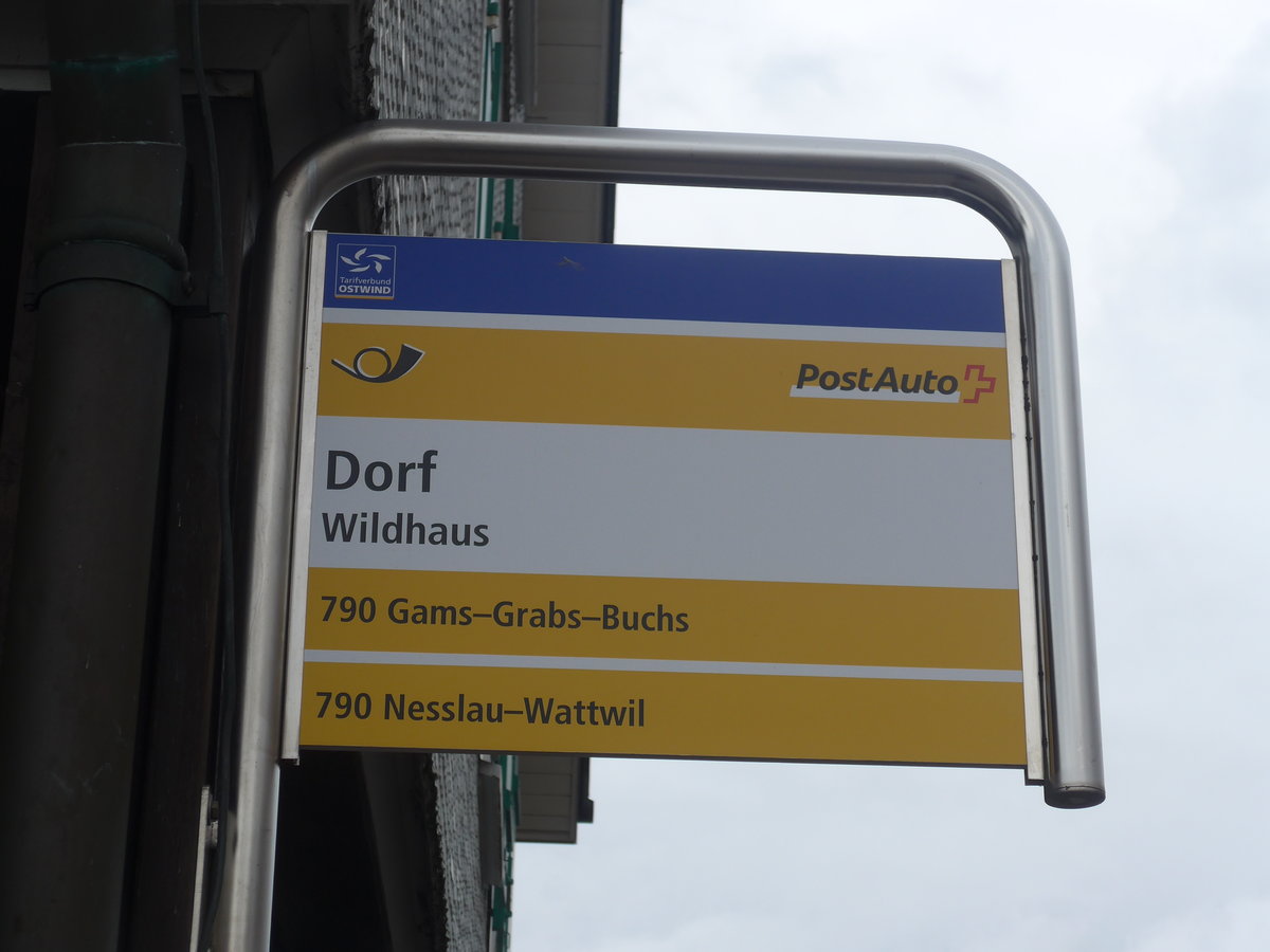 (214'057) - PostAuto-Haltestelle - Wildhaus, Dorf - am 1. Februar 2020