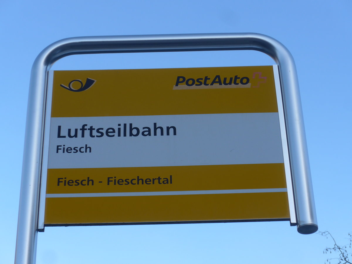 (214'133) - PostAuto-Haltestelle - Fiesch, Luftseilbahn - am 9. Februar 2020