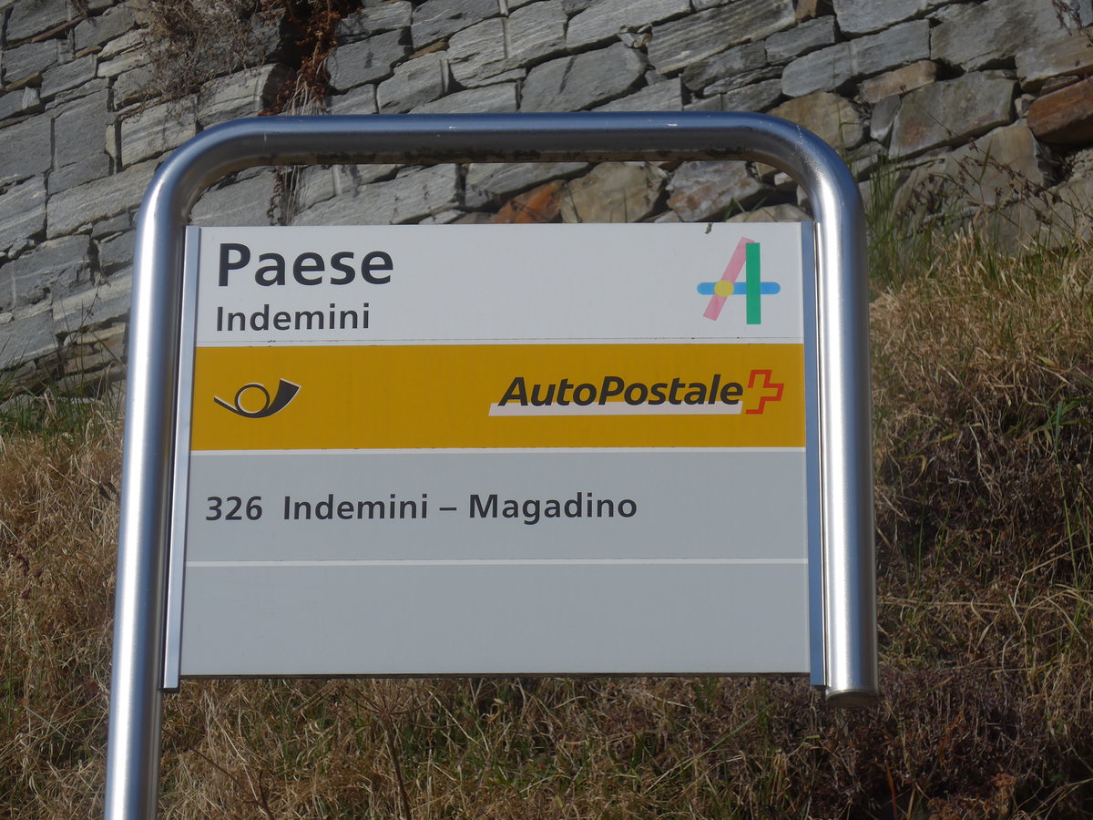 (214'715) - PostAuto-Haltestelle - Indemini, Paese - am 21. Februar 2020