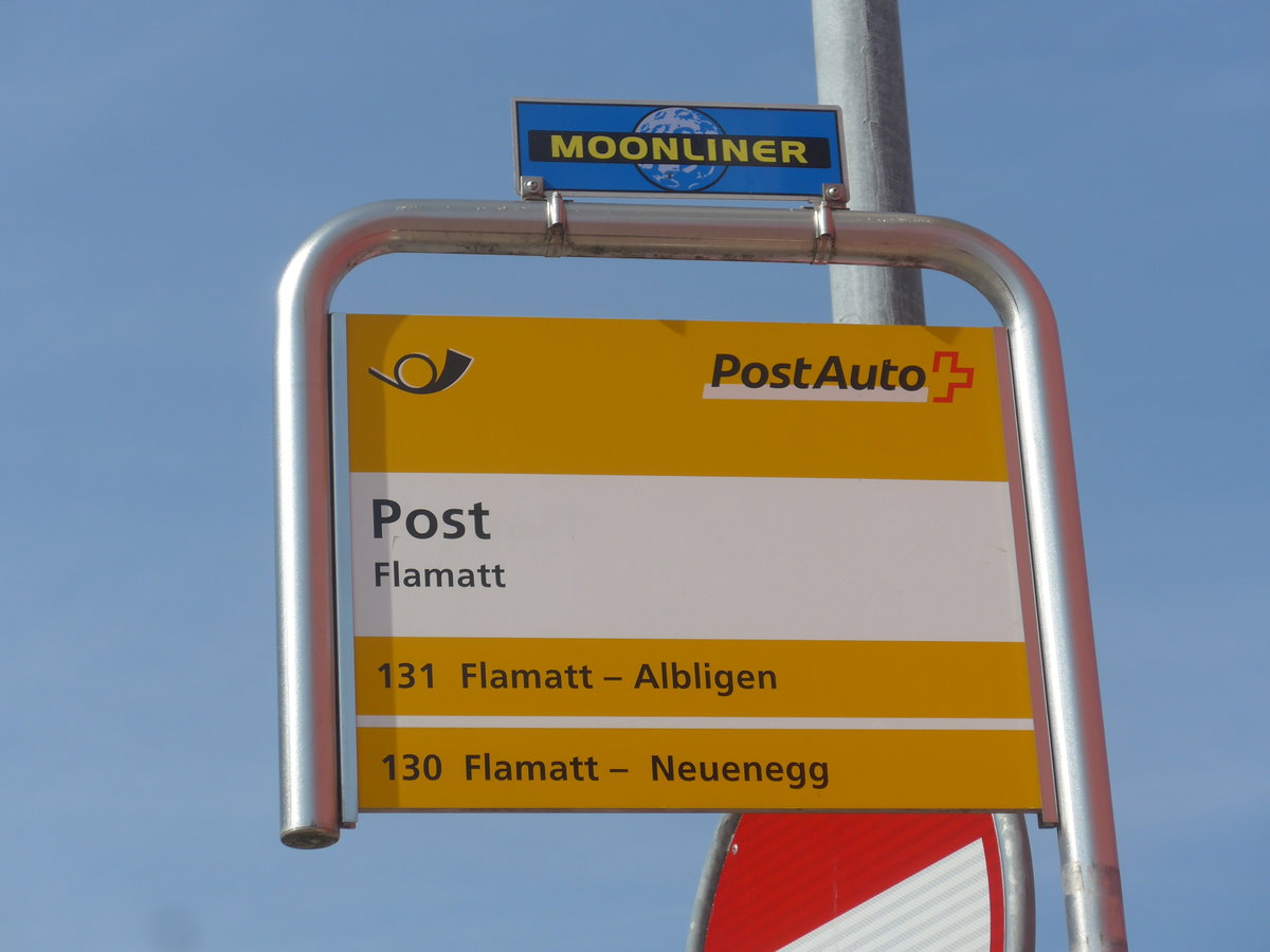(215'576) - PostAuto-Haltestelle - Flamatt, Post - am 27. M�rz 2020