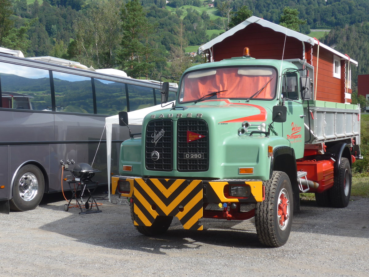 (219'730) - Holdener, Oberiberg - ZH 168'942 - Saurer am 16. August 2020 in Gr�sch, Bergbahnen