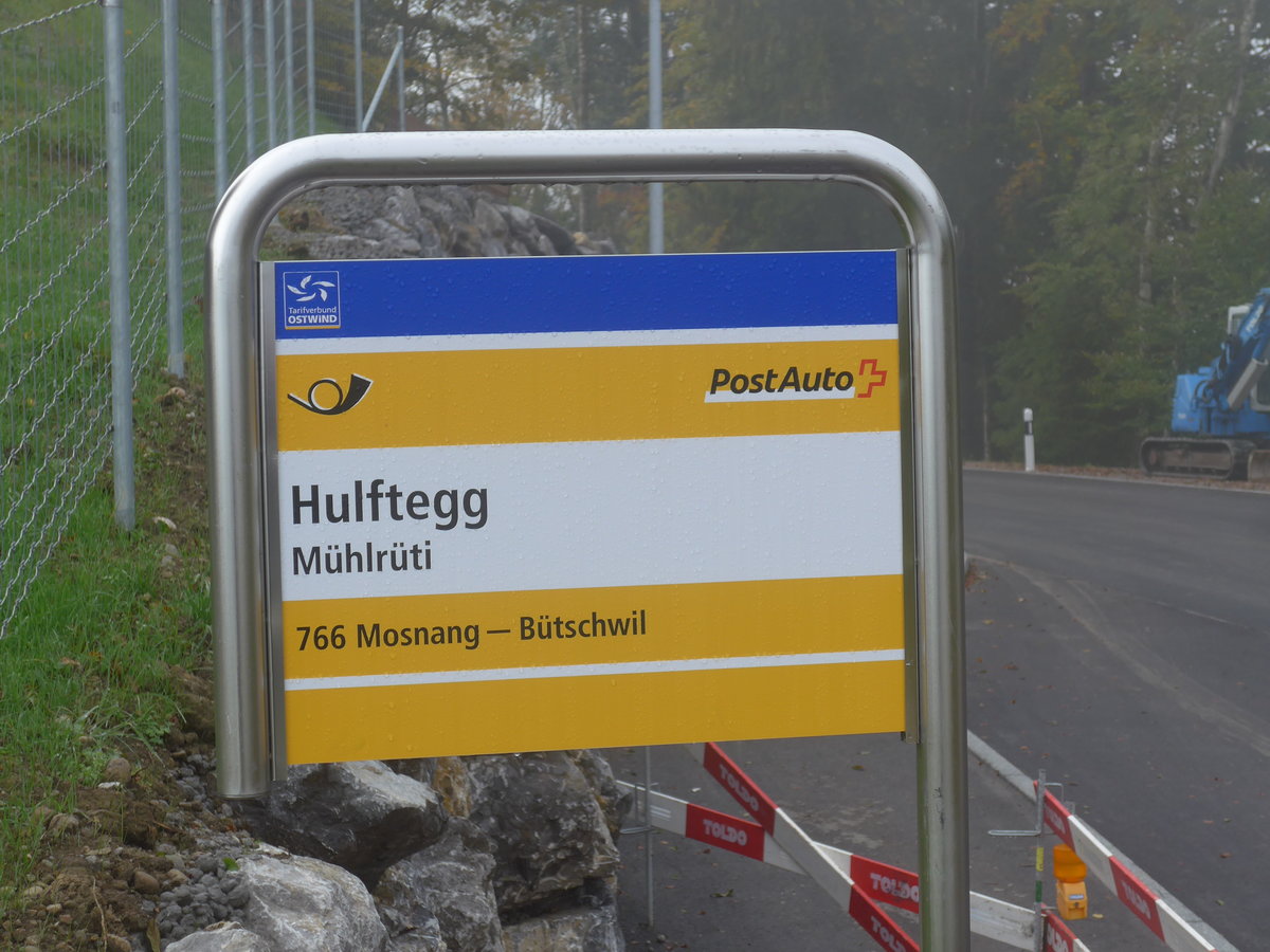 (221'824) - PostAuto-Haltestelle - M�hlr�ti, Hulftegg - am 12. Oktober 2020