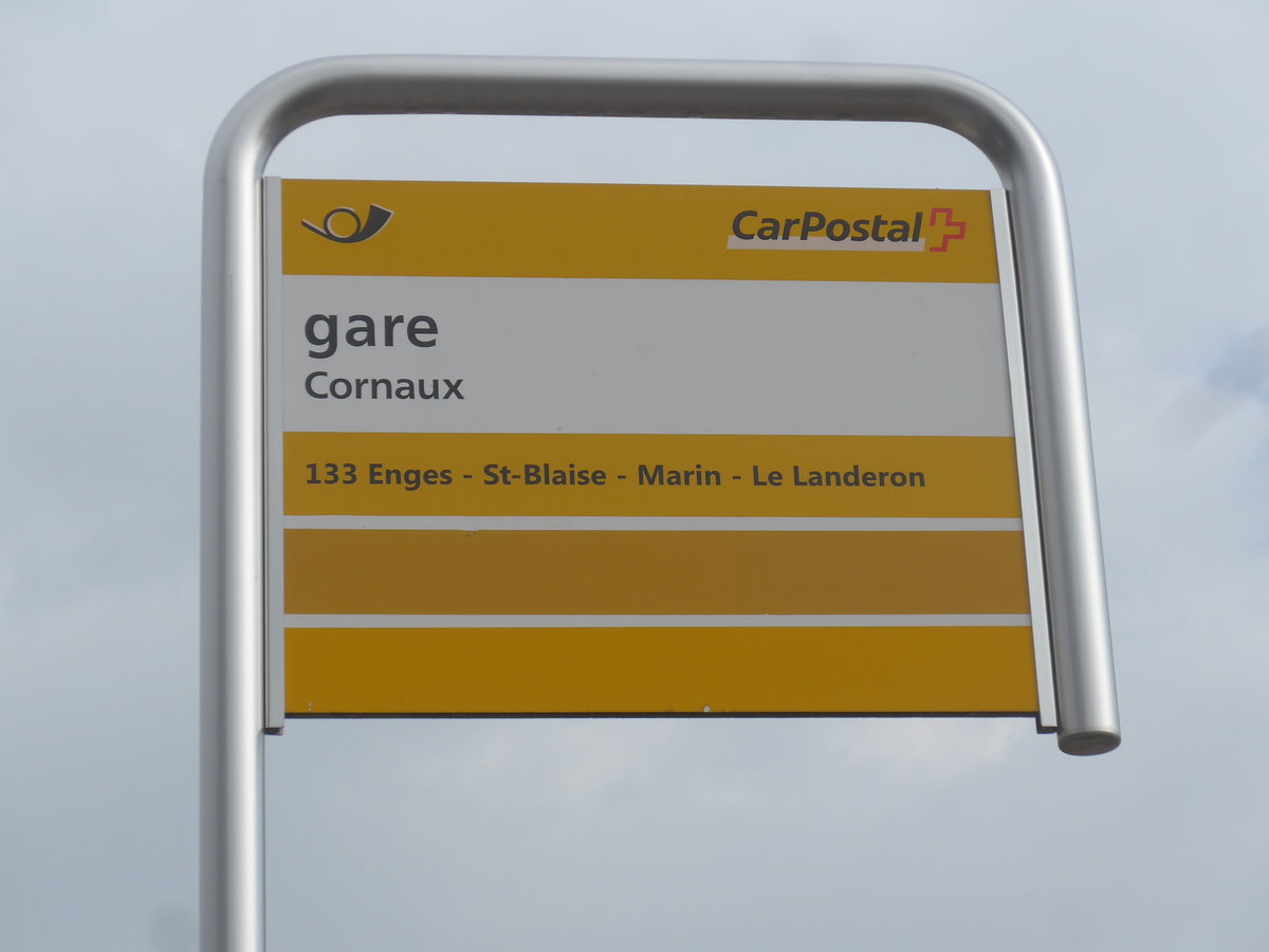 (224'019) - PostAuto-Haltestelle - Cornaux, gare - am 7. M�rz 2021