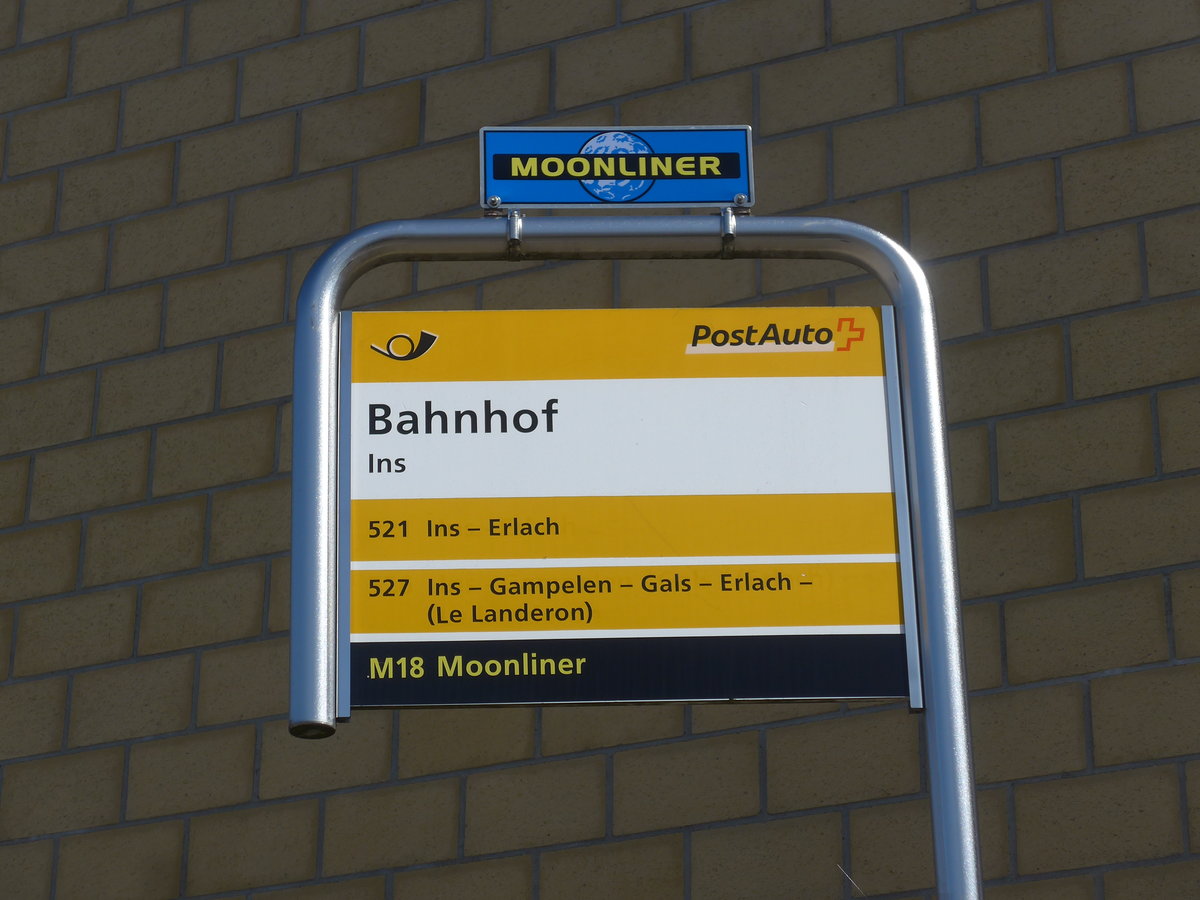 (224'607) - PostAuto-Haltestelle - Ins, Bahnhof - am 29. M�rz 2021