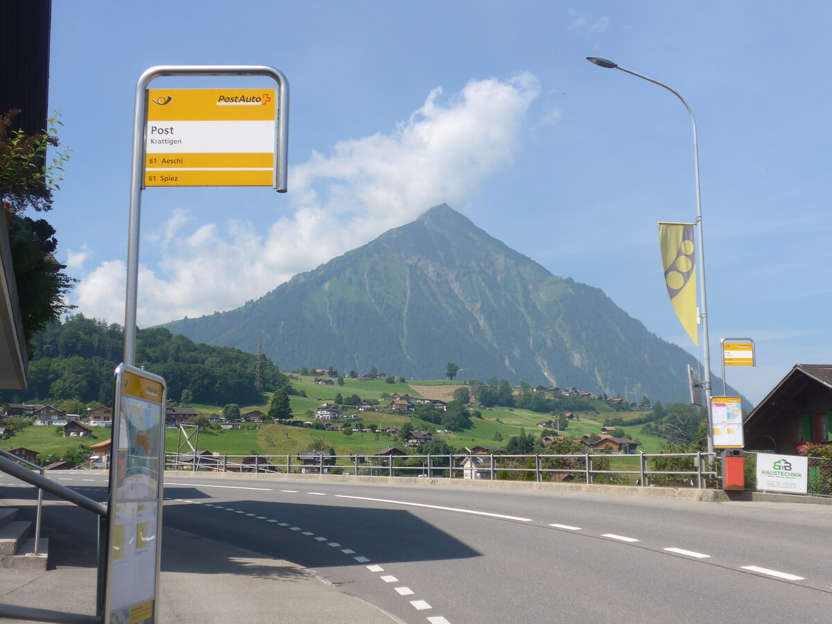 (226'645) - PostAuto-Haltestelle am 21. Juli 2021 in Krattigen, Post