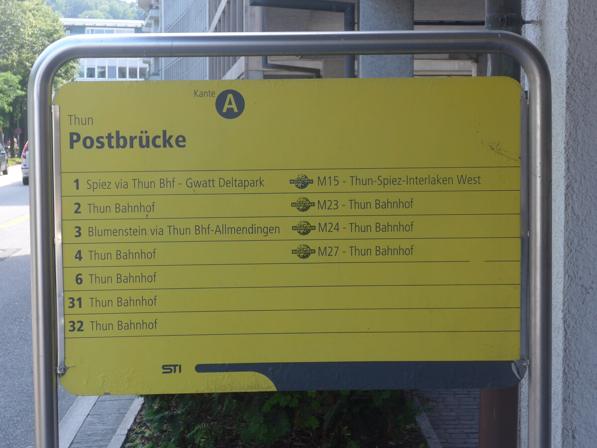 (226'811) - STI-Haltestelle - Thun, Postbr�cke - am 30. Juli 2021