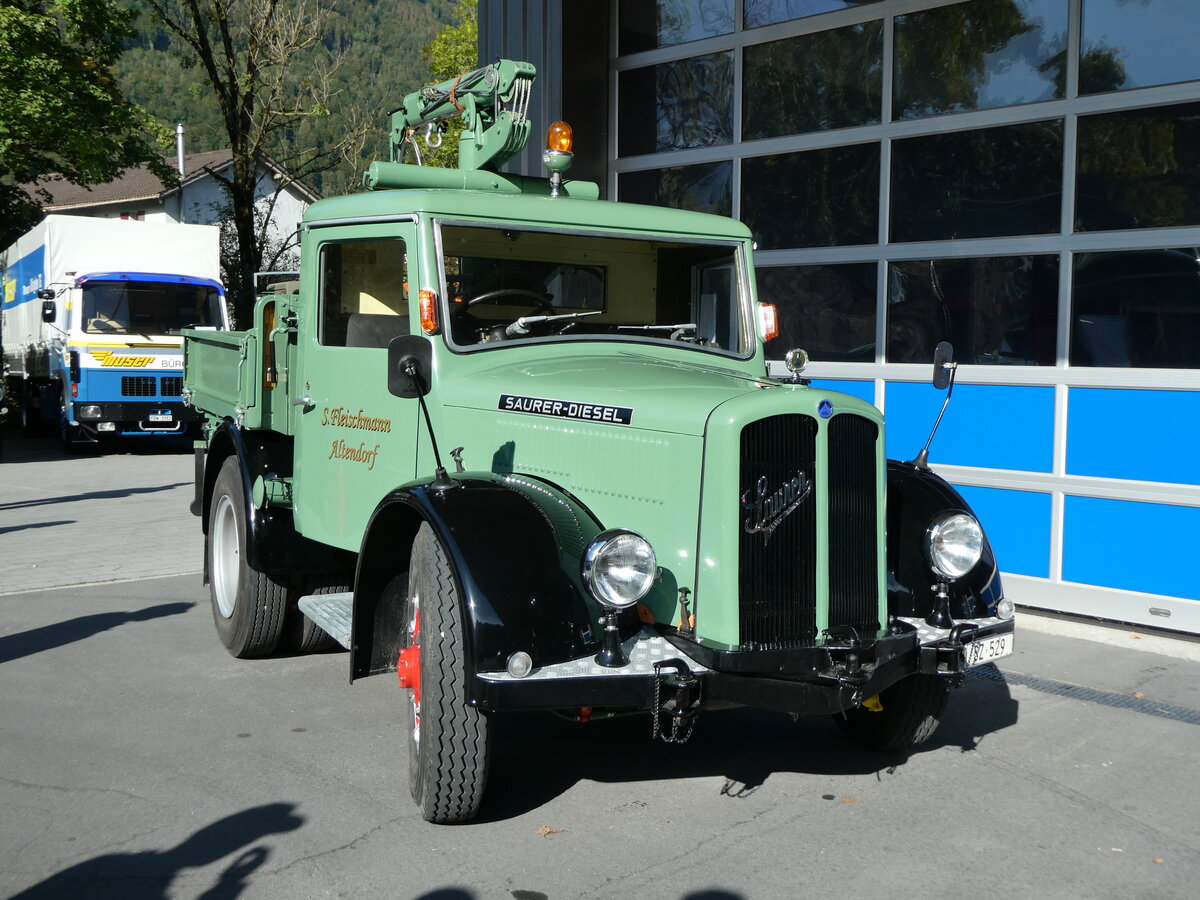 (228'528) - Fleischmann, Altendorf - SZ 529 - am 2. Oktober 2021 in N�fels, FBW-Museum