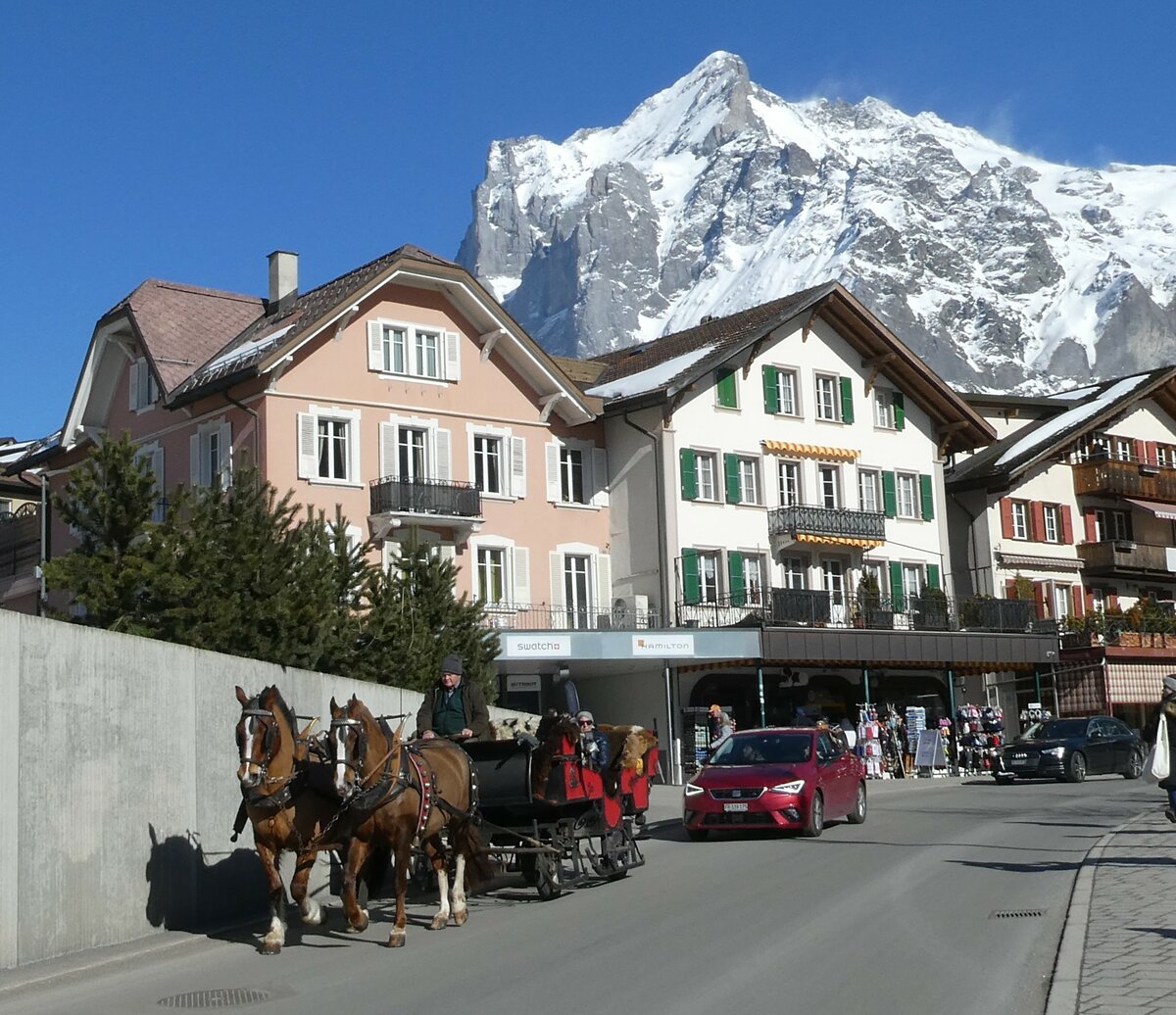 (233'273) - Pferdeschlitten am 27. Februar 2022 in Grindelwald, Sportzentrum