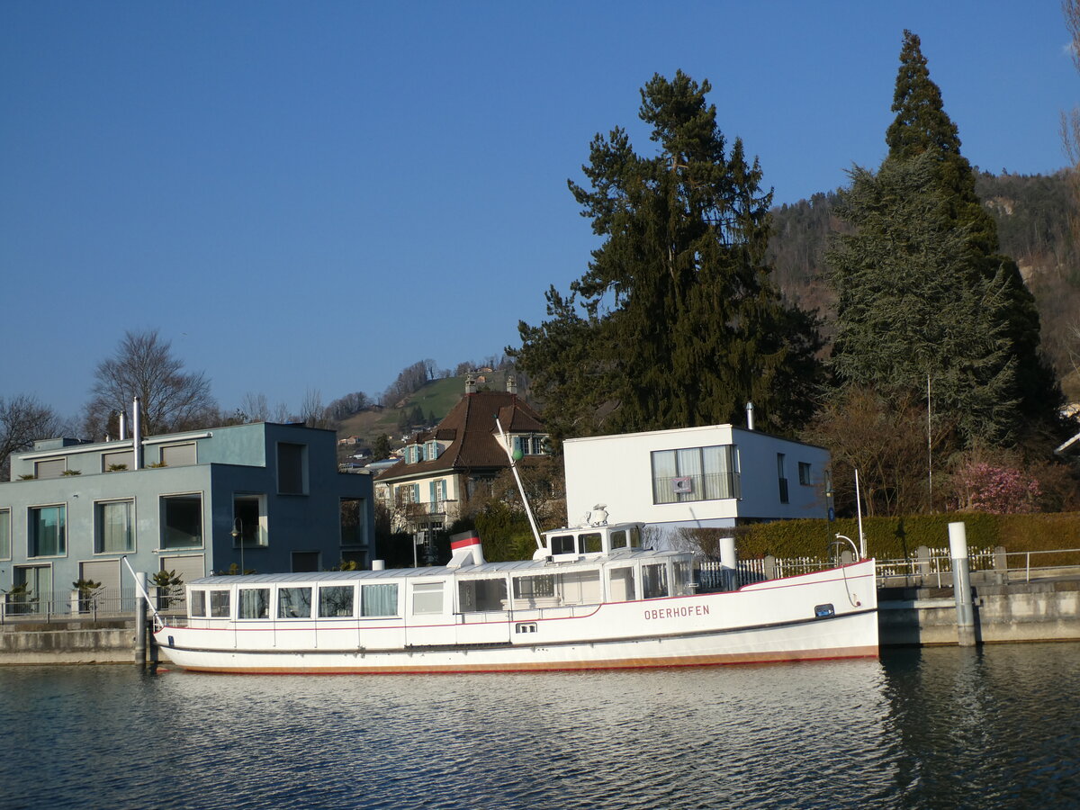 (233'365) - Motorschiff Oberhofen am 5. M�rz 2022 an der Schiffl�ndte Thun