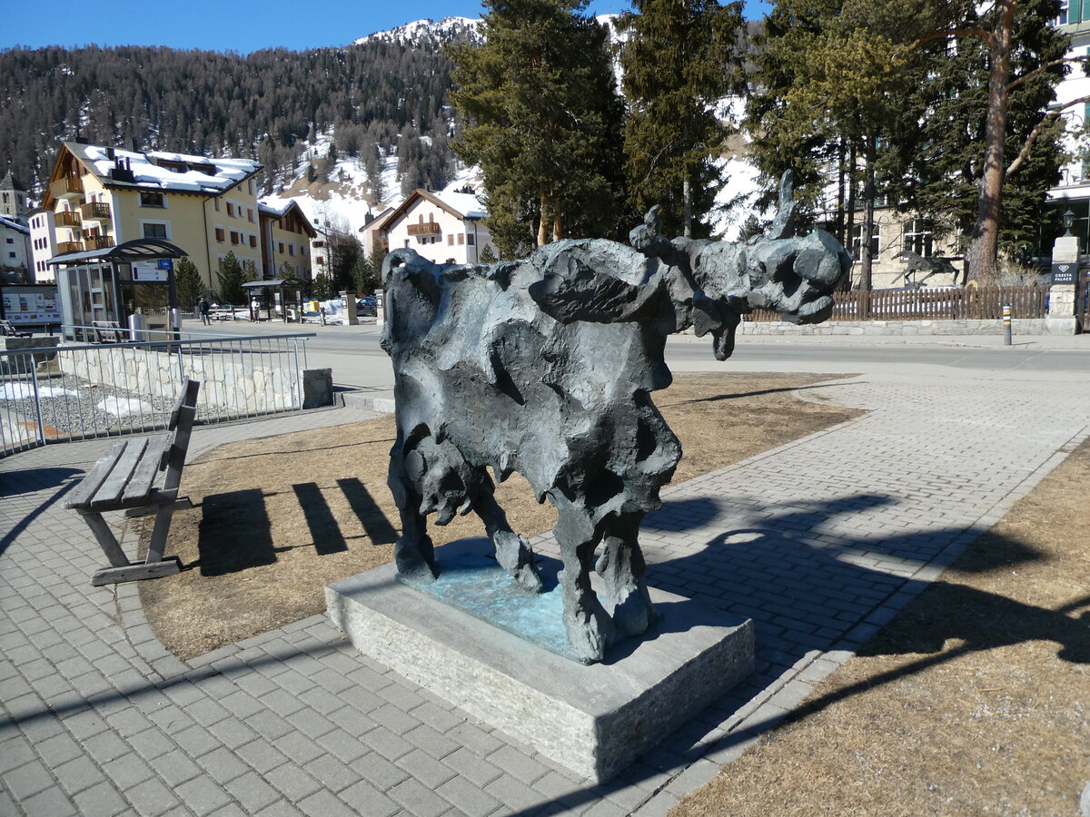 (233'653) - Die etwas andere Kuh am 10. M�rz 2022 in Celerina, Cresta Palace