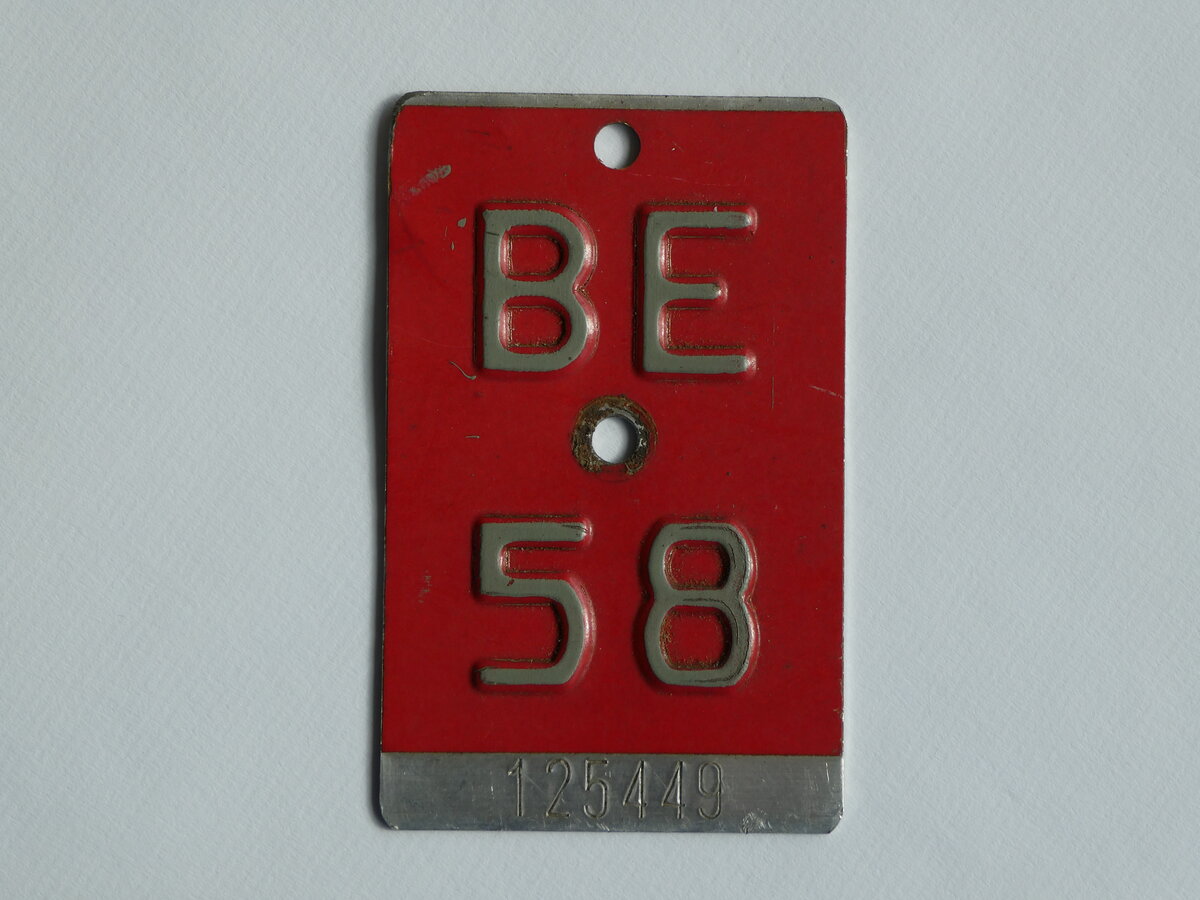 (234'636) - Velonummer aus dem Kt. Bern - BE 58 - am 16. April 2022 im BrockiShop Thun