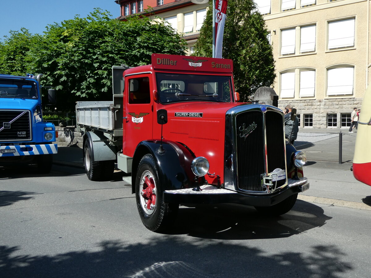(236'568) - Dillier, Sarnen - OW 1196 - Saurer am 4. Juni 2022 in Sarnen, OiO