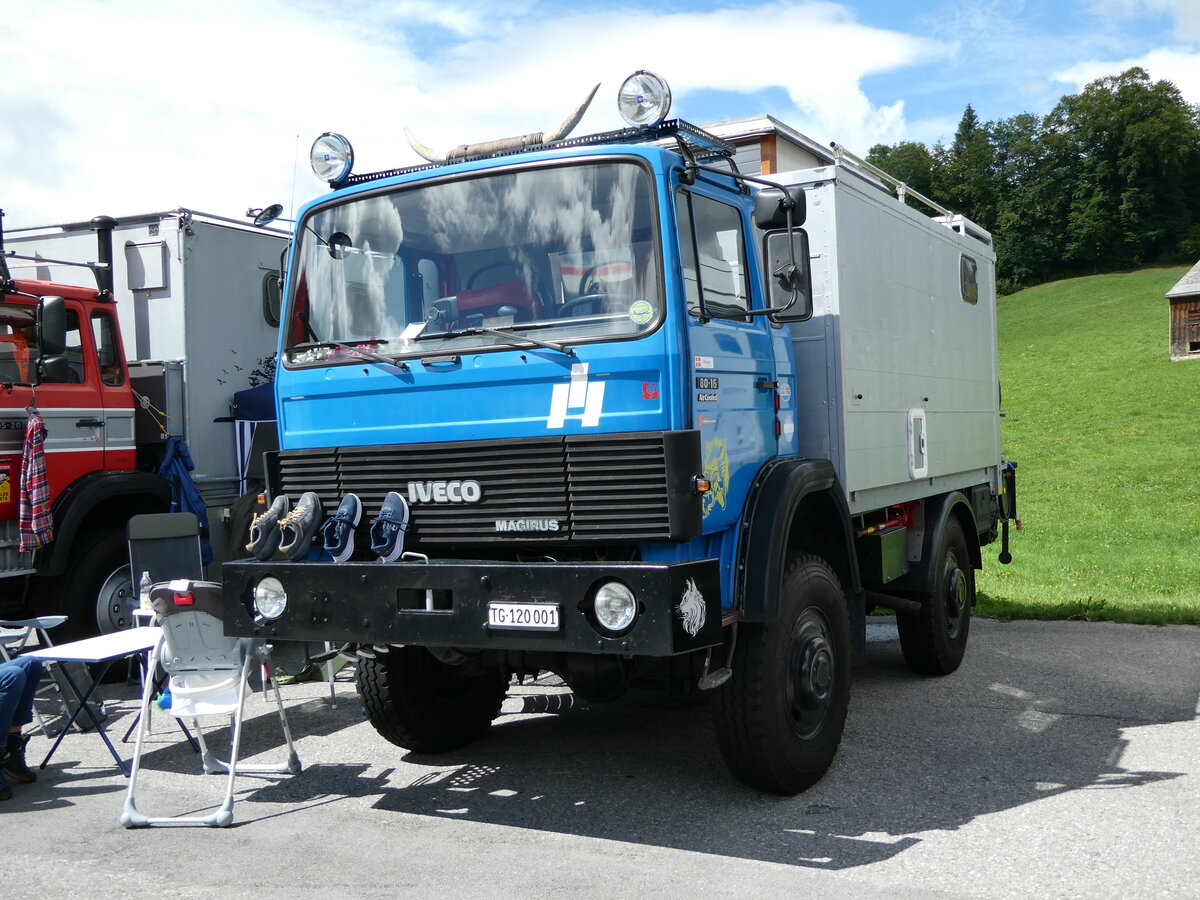 (239'200) - Iveco-Magirus - TG 120'001 - am 20. August 2022 in Wildhaus, Munzenriet