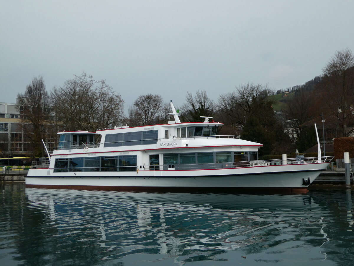 (244'280) - Motorschiff Schilthorn am 30. Dezember 2022 an der Schiffl�ndte Thun 