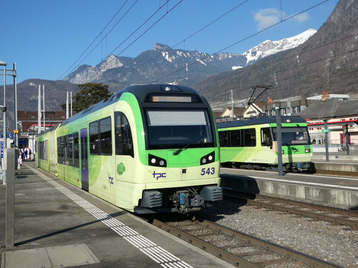 (245'601) - TPC-Pendelzug - Nr. 543 - am 31. Januar 2023 im Bahnhof Aigle