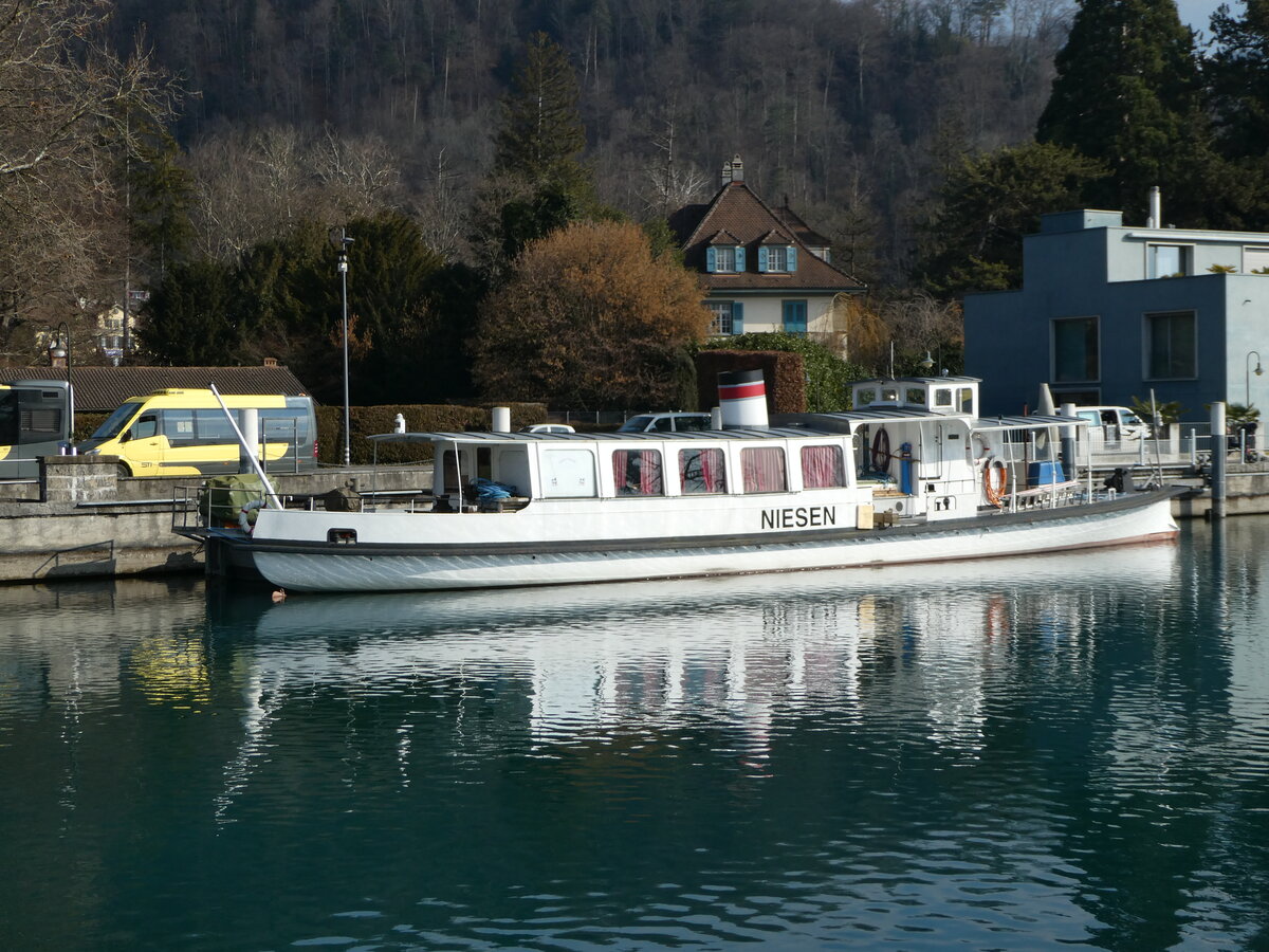 (245'961) - Motorschiff Niesen am 8. Februar 2023 an der Schiffl�ndte Thun