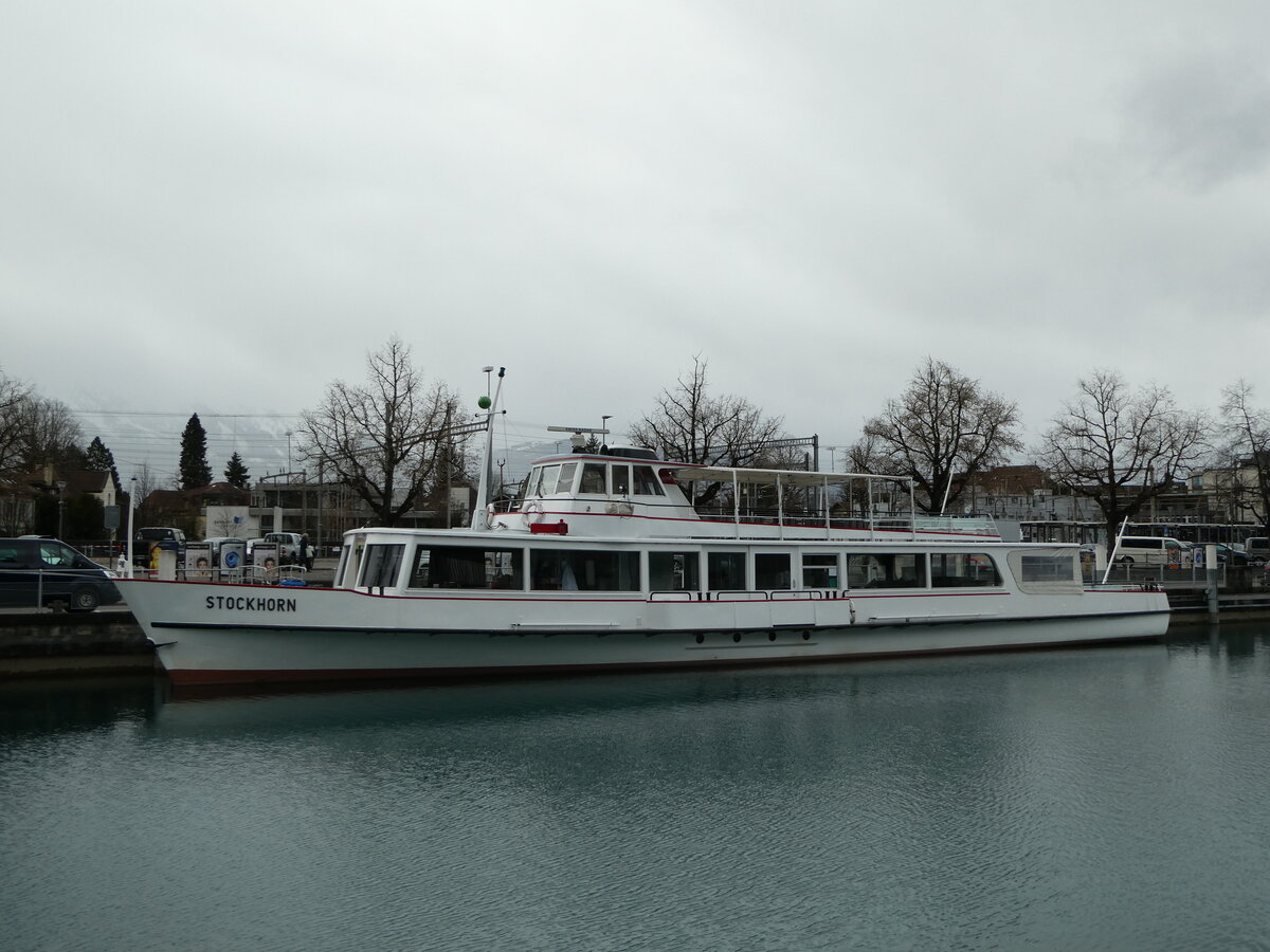 (246'962) - Motorschiff Stockhorn am 8. M�rz 2023 an der Schiffl�ndte Thun