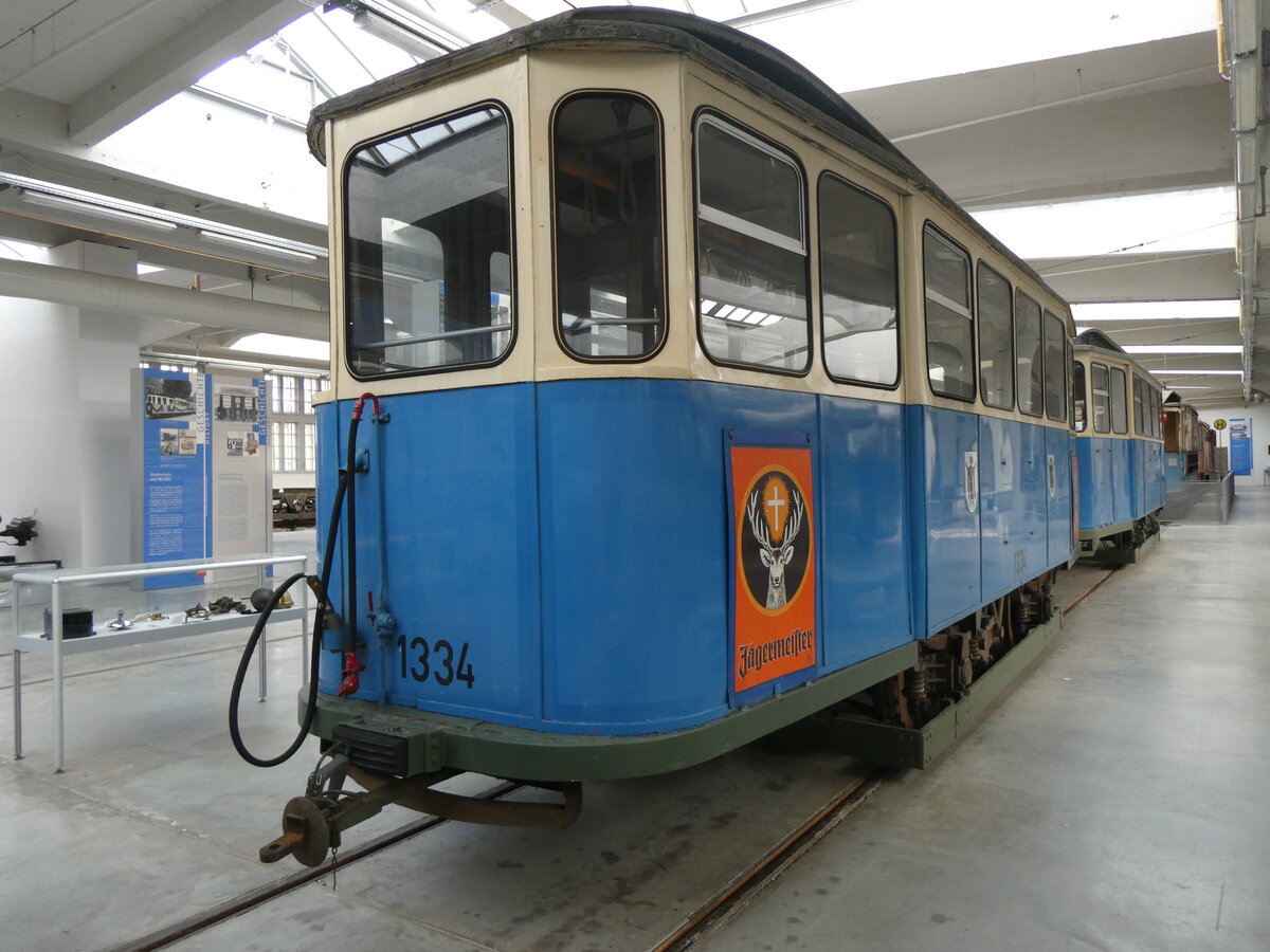 (261'277) - MVG-Tram - Nr. 1334 - am 13. April 2024 in M�nchen, MVG-Museum